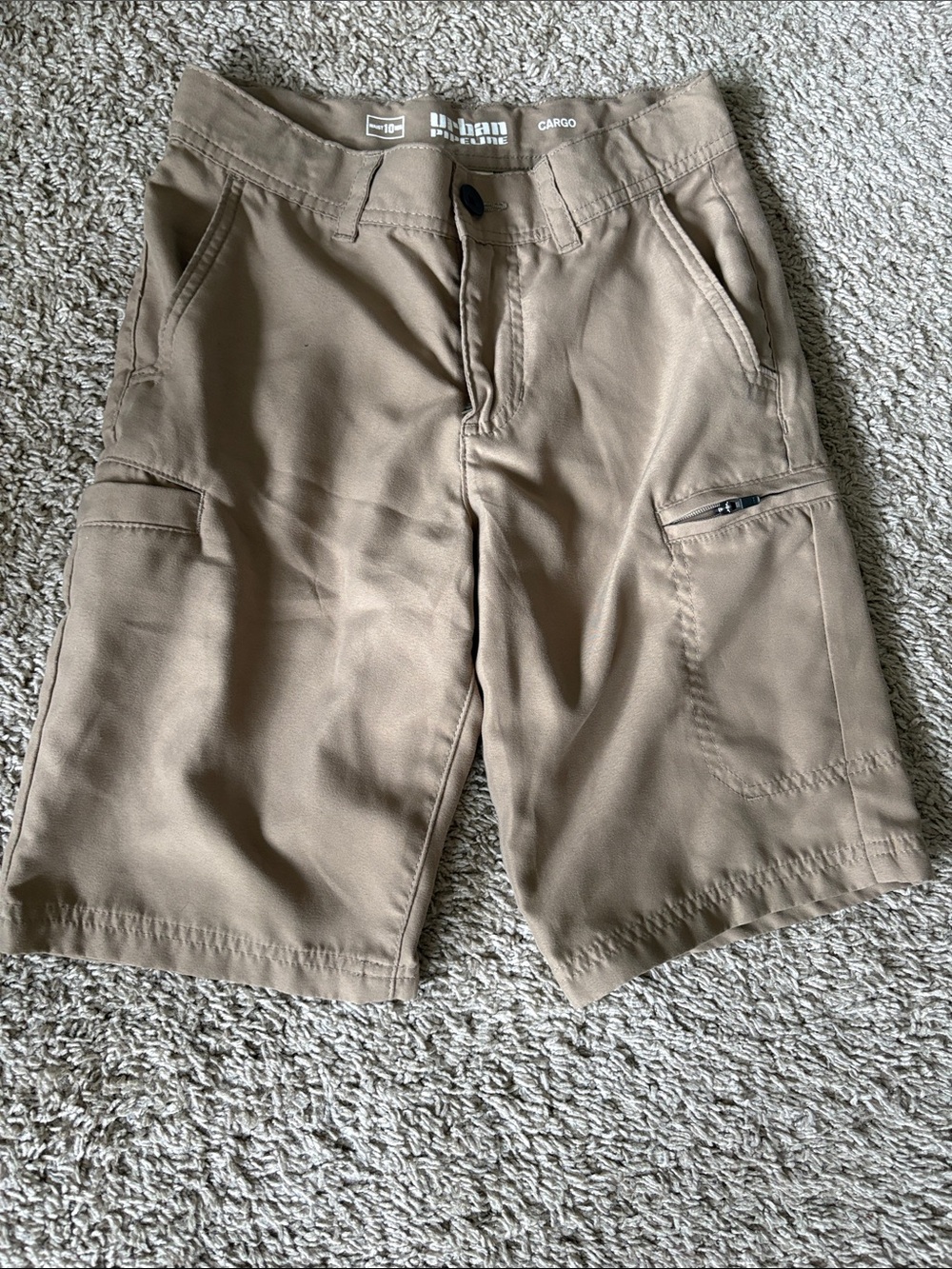 urban pipeline Tan Cargo Shorts with Zip Pocket